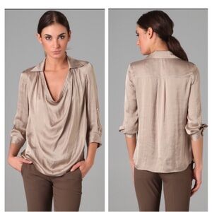 VINCE Gold Cowl Neck Blouse Size 8